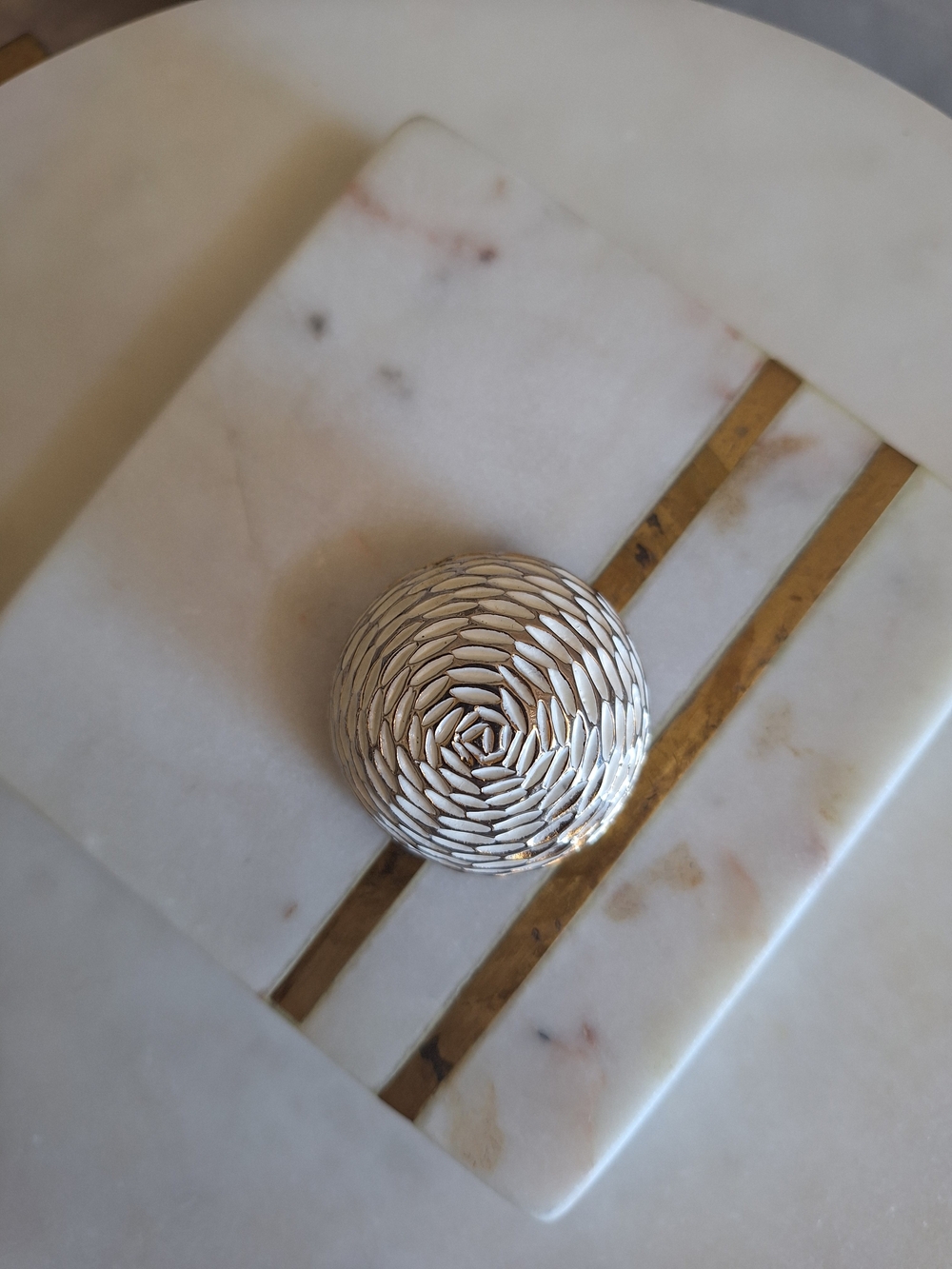 Gold-tone Textured Round Brooch